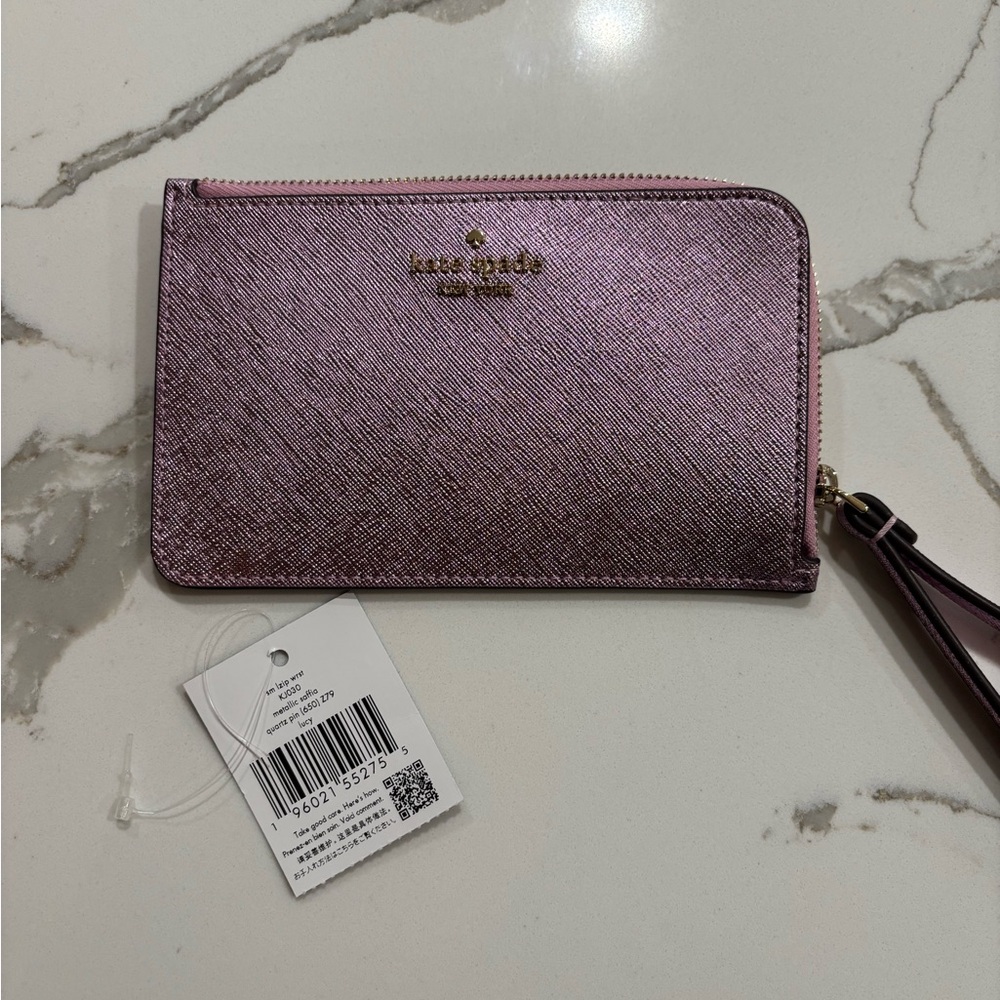 Kate Spade Pink Metallic Wristlet New